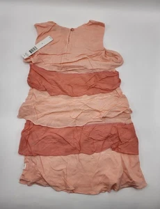 DKNY Girl’s 100% Rayon Layered Salmon 2 Tone Dress Sz 6 Yrs NWT - Picture 1 of 6