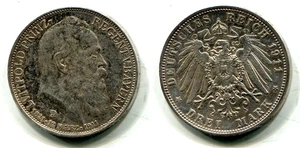 3 Mark Bayern 1911 D Silber, Luitpold Jäger 49 - Bild 1 von 1
