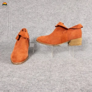Seychelles Ankle Booties Brown Rust Leather Fold Over Side Zip Women's Size 6 - Picture 1 of 11