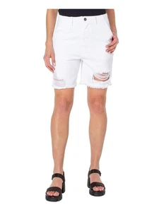 EARNEST SEWN NEW YORK Womens White Zippered Hems High Waist Shorts 25 - Picture 1 of 11