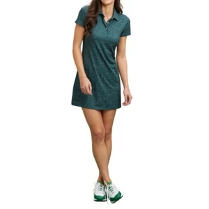 Renwick Gr. M Performance Polo Rückenfalten Kleid grün blau Geo Print Taschen - Bild 1 von 15