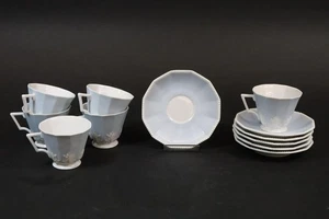 6x Tasse mit Untertasse Porzellan Perlrand blau Nymphenburg (GU938) - Bild 1 von 11