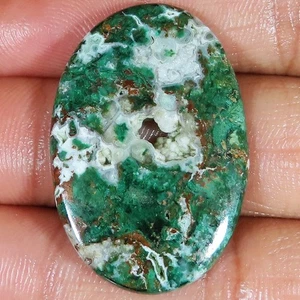 natural MALACHITE CHRYSOCOLLA DRUZY cabochon gemstone 44.65 Cts. (26x38x04 mm) - Picture 1 of 6