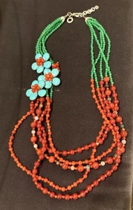 Collana Ottaviani Bijoux 5 Fila Perline Pietre Preziose Naturali Floreale Made In Italy - Foto 1 di 9