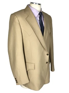 44L H Bar C USA Mens Vintage Ranch Western Wear 2 Bttn Blazer Sport Coat Sand - Picture 1 of 15
