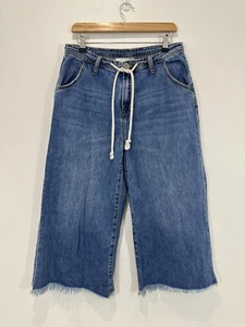 One Teaspoon Wide Leg Cropped Jeans Women 27 (Actual 31x21) Blue Denim Hi Rise - Picture 1 of 12