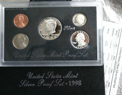 1998 United States Mint ANNUAL 5 Coin SILVER Proof Set - Image 1 of 4