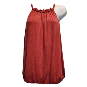 Max Studio Braided Neckline Women's Size M Red Drape Elastic Hem Tank Top Cruise - Picture 1 of 7