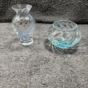 2 x Glass vases with swirl effect Unique pieces handcrafted. - Picture 1 of 11