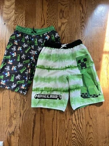 Minecraft Boys Swim Trunks Elastic Waist Quick-Dry Size 10/12 (Lot Of Two) - Picture 1 of 5