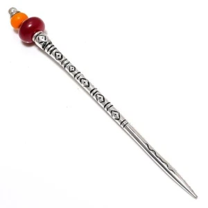Onyx Red Gemstone 925 Sterling Silver Handmade Jewelry Hair Pin Stud S932 - Picture 1 of 6