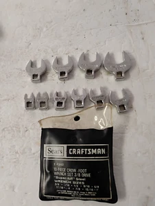 Craftsman 3/8" Dr. 10pc SAE Open Crowfoot Socket Set 4362 Made in USA -V- series - Picture 1 of 7