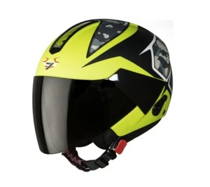 SBH-5 Vic Camo Mat Black+Green Open Face Smoke Visor Helmet M Size 580mm ECs - Picture 1 of 5