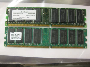 1GB 2x512MB DDR-266 PC-2100 CL2.5 2.5V DIMM ECC, Infineon Samsung - Picture 1 of 15