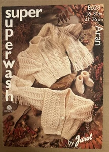 JUNGEN MÄDCHEN BABY ARAN CARDIGAN JACKE SCHAL STIEFEL 16”-30" VINTAGE STRICKEN JAROL 628 - Bild 1 von 2