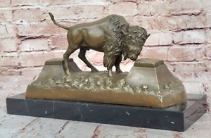 Handmade Buffalo Bison American ArtistRussell Hot Cast Bronze Statue Art Sale - Picture 1 of 10
