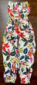 NWT BLUE ISLAND Beach Bikini Cover Up Bohemian Floral Strapless Jumpsuit sz M - Picture 1 of 9