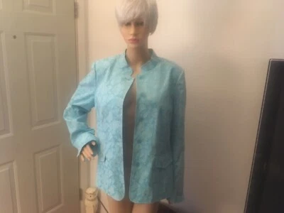 Новый с Ярлыками диалог женская куртка Blazer размер L синий цветочный с подкладкой длинным рукавом AA470 - Изображение 1 из 4