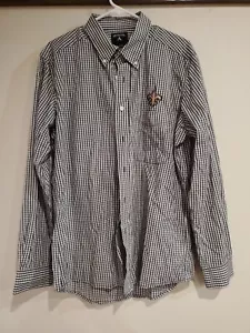 Antigua New Orleans Saints Shirt Men's Size Large Black Checks Button Down NFL - Picture 1 of 5