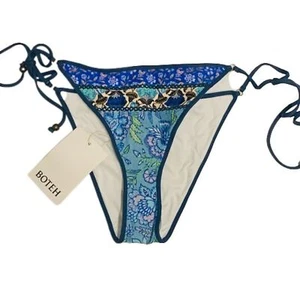 BOTEH Elektra Ladies Blue Pattern Polyamide Bikini Lizzy Tie Side Bottoms S NEW - Picture 1 of 23