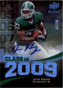 Autógrafos Upper Deck Icons Class of 2009 #JR Javon Ringer automático/99 - casi nuevo-como nuevo - Imagen 1 de 2