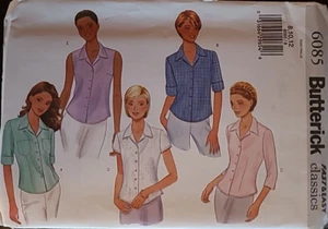 Camicia Butterick Fast & Easy Classics 6085 Misses' Fronte con bottoni 8-10-12 non tagliata - Foto 1 di 3