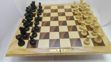 Genuine Jaques Chess Set with Folding Walnut and Maple Inlaid Cabinet B22