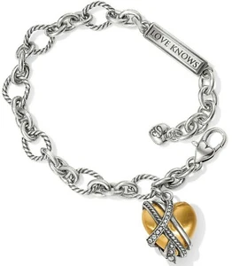 NWT Brighton NEPTUNE'S RINGS GOLDEN HEART Gold Crystal Charm Bracelet MSRP $72 - Picture 1 of 4