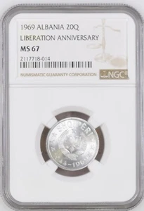 1969 Albania 20 Qindarka NGC MS 67 Liberation 25th Anniversary *TOP POP* - Picture 1 of 2