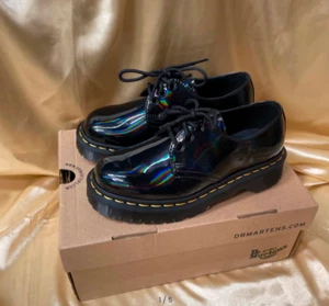 Dr Martens 1461 Bex Black Iridescent Rainbow 3 Eye Shoe NIB- size UK-3,EU 36,US5 - Picture 1 of 7