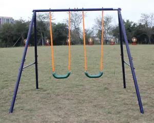 200 Pfund Metallschaukel Set strapazierfähiger Schaukelständer mit 2 Schaukeln Kinder Hinterhof Spielset - Bild 1 von 7