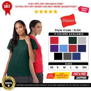 Hanes SL04 Women's Crew Neck Lightweight Tee Casual Fit Perfect-T T-Shirt - Picture 1 of 102