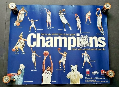 Uconn Huskies Women's basketball 2000 First Union "Champions  Alcohol " poster Cover