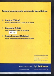 LUFTHANSA GERMAN AIRLINES NEW SERVICE TO CANTON-CHARLOTTE-KUALA LUMPUR FRENCH AD - Bild 1 von 1