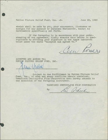 CESAR ROMERO - DOCUMENT DOUBLE SIGNED 06/26/1946 Cover