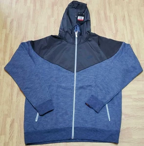 Mens Nike Flece GX Windrunner Full Zip Hoodie 863666-497 Slate Blue NEW Sz L - Picture 1 of 4