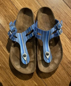 Sandalias para mujer BIRKENSTOCK Gizeh azul gris sintético tanga 38 EU / 7 US - Imagen 1 de 7