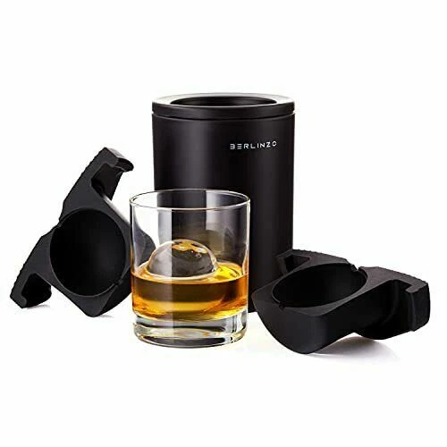 BERLINZO Whiskey Ice Ball Maker - Black