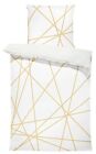 4 teilig Bettwäsche 135x200 cm geometrisch grafisch weiß gold modern Microfaser