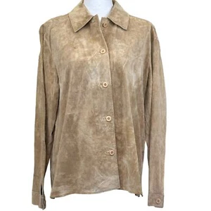 Brandon Thomas tan suede shirt Jacket, large, layering, soft, western, bohemian - Picture 1 of 5