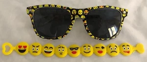 Emoji Decorated Sunglasses And Rubber Bracelet - Picture 1 of 3