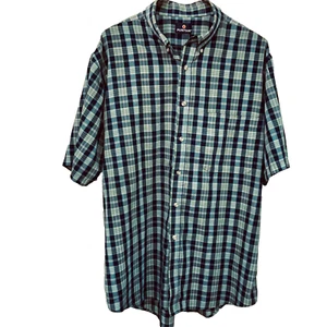 Puritan Vintage Short Sleeve shirt Sz L No tags read measurements Green plaid - Picture 1 of 4