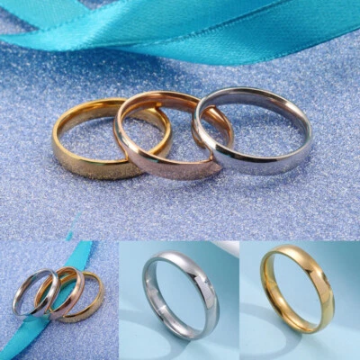 Fashion Smooth Stainless Steel Ring Women Men Wedding Engagement Band Jewelry. - Imagen 1 de 4