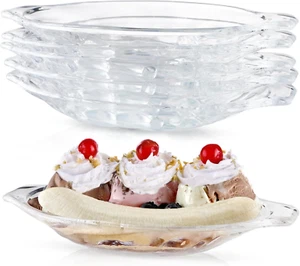 Platos de bote divididos de plátano 6 piezas, cuencos para helados de 7,4 OZ, acrílico transparente Ser - Imagen 1 de 12