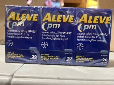 Aleve PM (3 cajas) analgésico y ayuda nocturna para dormir 20 cápsulas Ea Exp 4/26 Foto 1 de 4