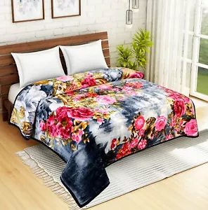 Super Soft 6.0 KG Blanket 2 Ply Heavy Thick & Warm Bed Blanket King Size Flower - Picture 1 of 8