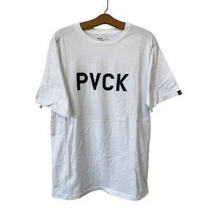 PVCK Short Sleeve Graphic T Shirt Men Size Large Crewneck White Cotton Basic NEW - Picture 1 of 8