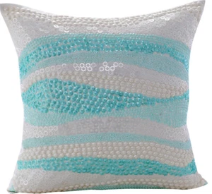 Decorative Sofa Cushion Case Blue 16"x16", Room Decor Silk - Frozen In Time - Picture 1 of 3