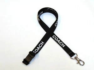 COACH Schlüsselband schwarz/weiß 15mm mit Sicherheitsabbruch für Ausweis & Schlüssel. Kostenlose britische Post - Bild 1 von 5