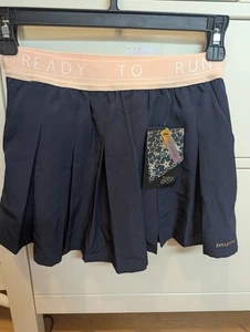 NWT Zara Skirt Skort (shorts underneath) Blue pleated peach trim gold logo 9/10 - Picture 1 of 3